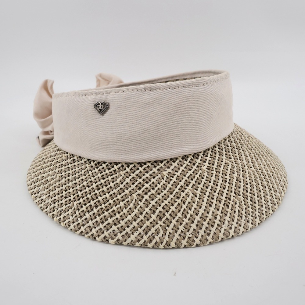 Kate Lord Woven Bow Sun Visor Beige Sleeveless Womens S/M